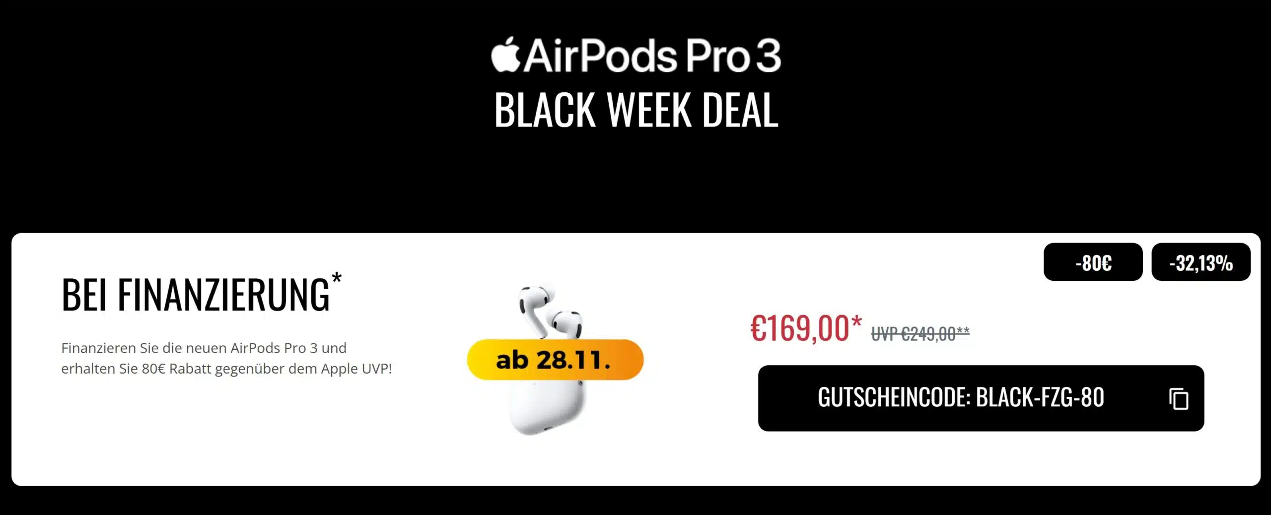 Apple AirPods Pro 3 Black Week Deal bei MacTrade