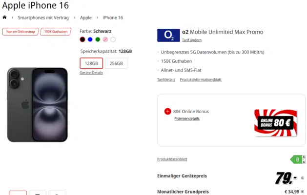 Apple iPhone 16 Handytarif