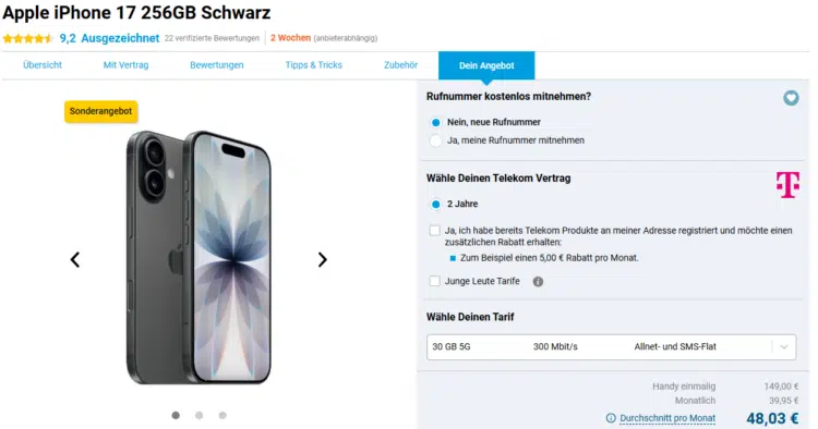 Apple iPhone 17 Handytarif