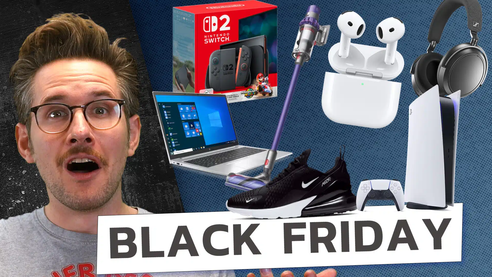 Black Friday-Banner. Rechts Artikel, links Lucas