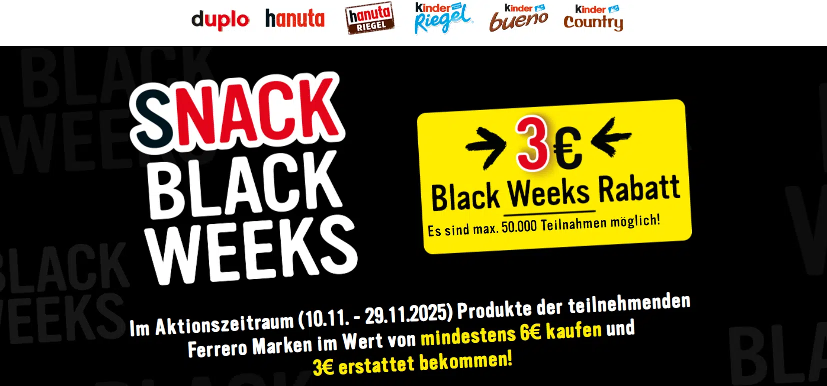Ferrero Snack Black Weeks - Logo und Teilnahmezeitraum