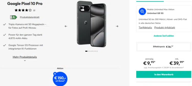 Google Pixel 10 Pro Handytarif