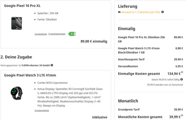 Google Pixel 10 Pro XL Handytarif