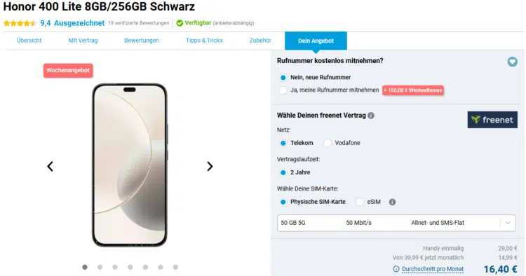 Honor 400 Lite Handytarif