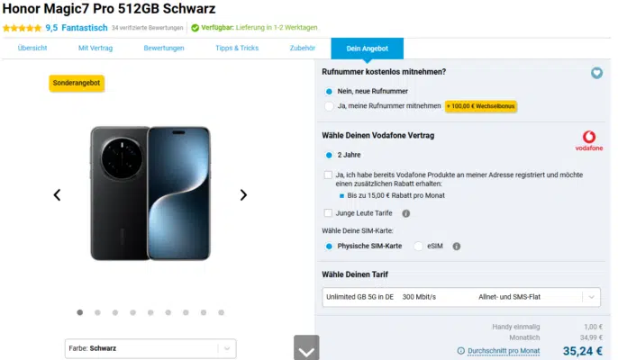 Honor Magic7 Pro Handytarif