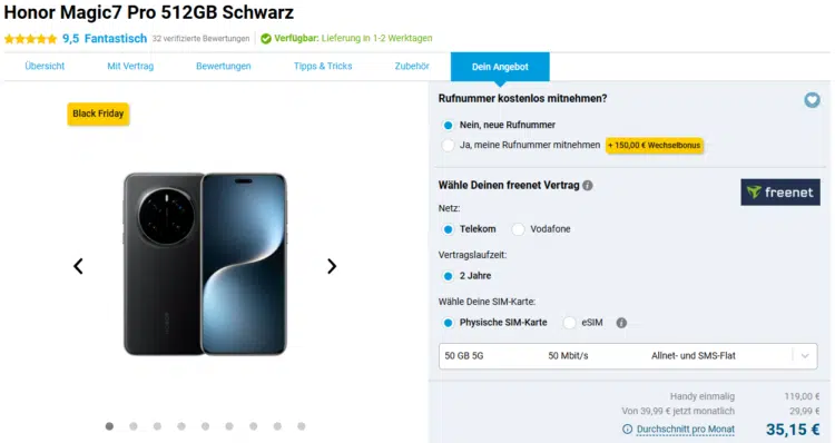 Honor Magic7 Pro Handyvertrag