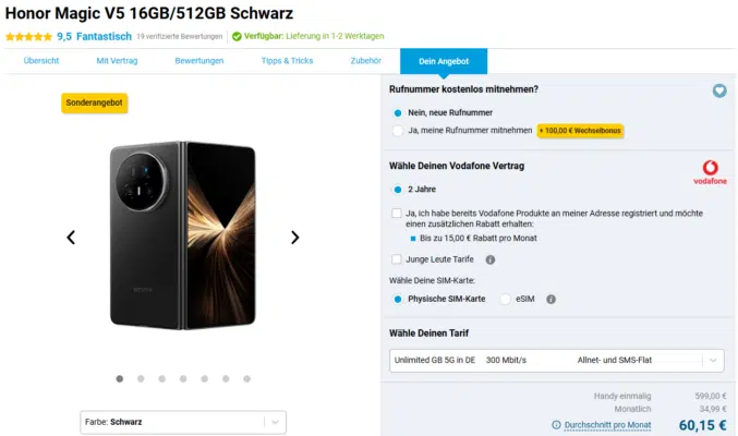 Honor Magic V5 Handytarif