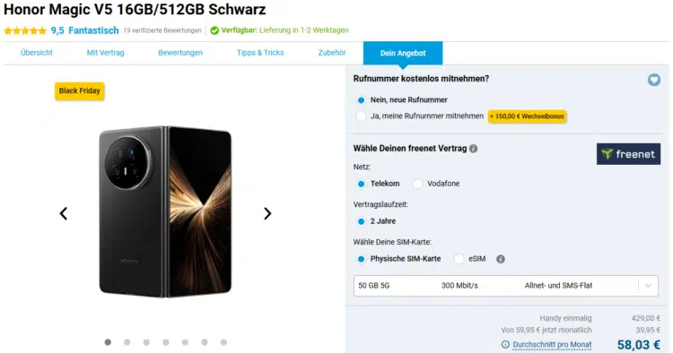 Honor Magic V5 Handytarif