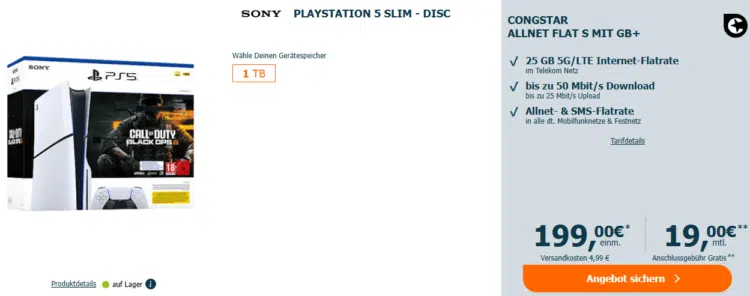 PS5 Slim mit Call of Duty Handytarif