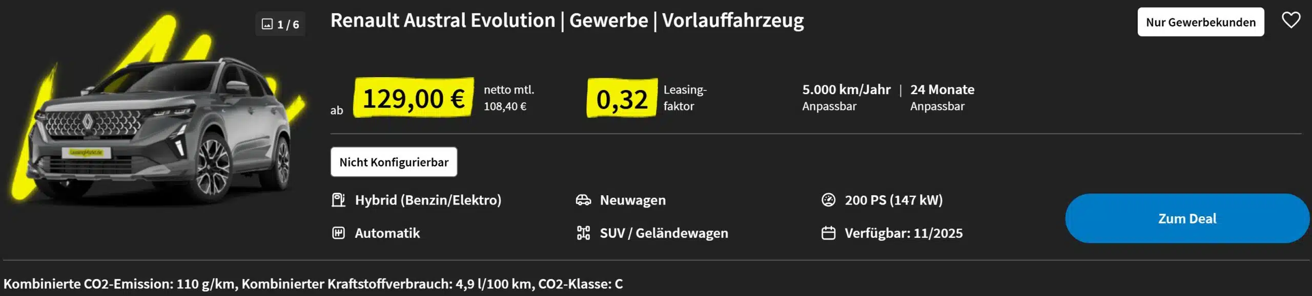 Renault Austral Evolution Leasingmarkt