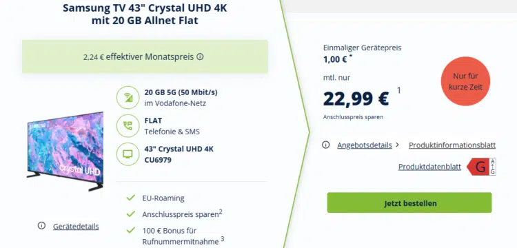 Fernseher mit Handytarif