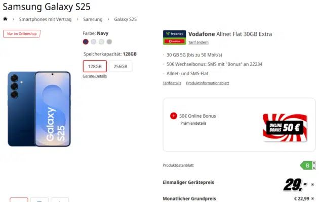 Samsung Galaxy S25 Handyvertrag