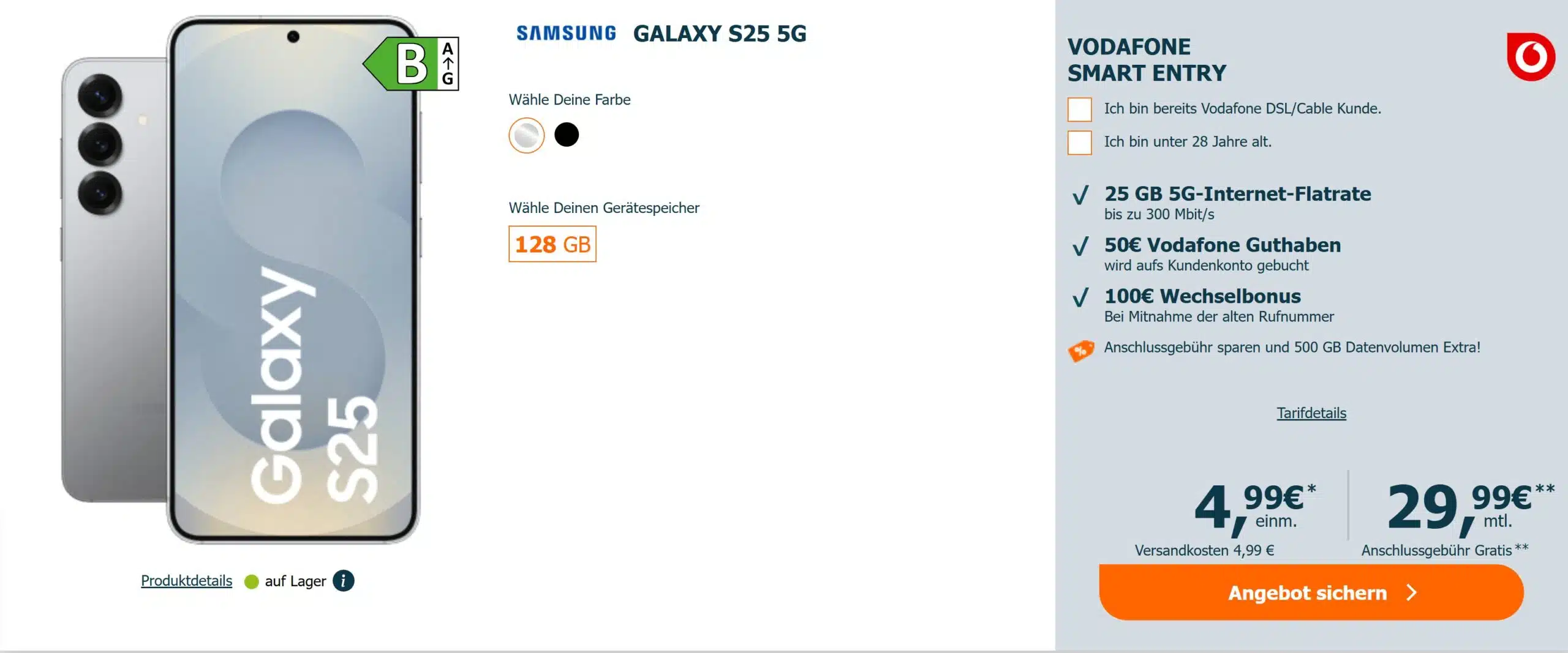 Tarifangebot bei LogiTel mit dem Galaxy S25 + 25GB Vodafone Tarif