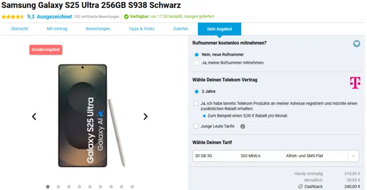 Samsung Galaxy S25 Ultra Handytarif