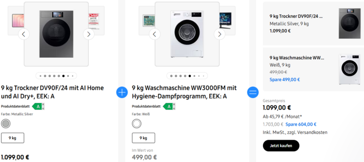 Samsung Waschmaschine und Trockner