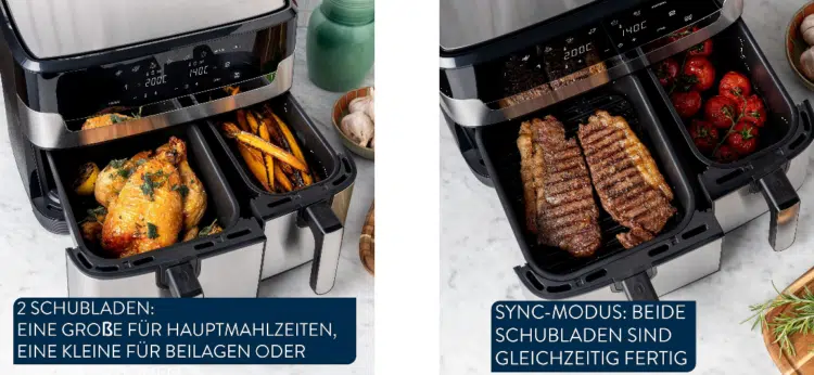 Heißluftfritteuse Tefal Jamie Oliver by Tefal EY90JD Dual Easy Fry & Grill