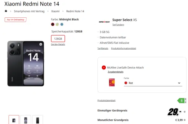 Xiaomi Redmi Note 14 Handytarif
