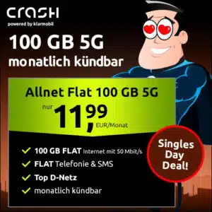 Thumbnail Black Friday, oder was?! 🤩 100GB Vodafone 5G Allnet-Flat für 11,99€/Monat 🔥 mtl. kündbar (Crash / klarmobil)