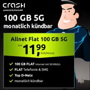 Thumbnail Singles' Day Knaller wieder da! 🤩 100GB Vodafone 5G Allnet-Flat für 11,99€/Monat 🔥 mtl. kündbar (Crash / klarmobil)