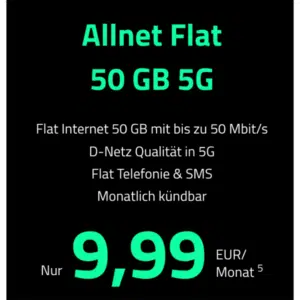 Thumbnail 💊 Vodafone-Netz: 50GB 5G/LTE Allnet für 9,99€ || 70GB für 11,99€ || 100GB für 14,99€ (auch als mtl. kündbar) - DR. SIM