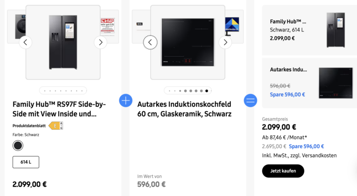 Samsung Family Hub RS97F Side-by-Side mit View Inside + Autarkes Induktionskochfeld 60 cm