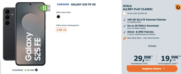 Samsung Galaxy S25 FE 5G Handytarif