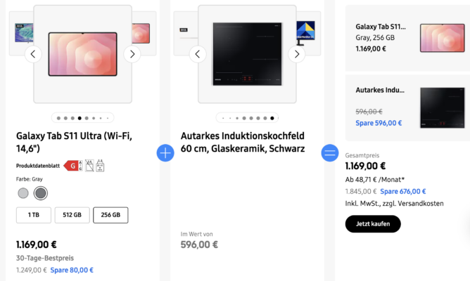 Samsung Galaxy Tab S11 Ultra (14,6″, Wi-Fi) + autarkes Induktionskochfeld 60cm