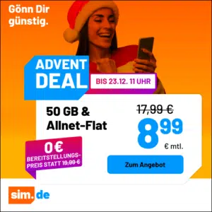 Thumbnail 5G/LTE Handy Allnets 📲 50GB für 8,99€ &amp; weitere Tarife ⏰ nur für kurze Zeit (sim.de im 1&amp;1-Netz)