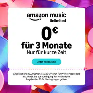 Thumbnail 3 Monate gratis: Amazon Music Unlimited 🎶 Songs ohne Werbung, Podcasts &amp; Hörbücher