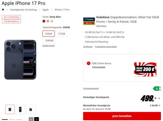 Apple iPhone 17 Pro Handytarif