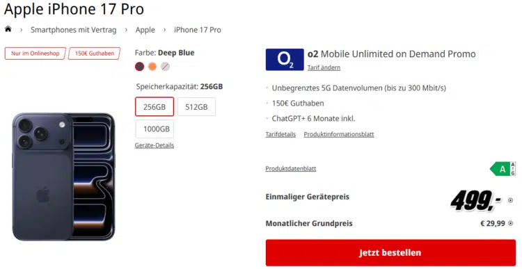Apple iPhone 17 Pro Handytarif