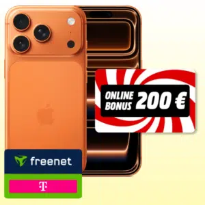Thumbnail 🍎 Eff. Gratis dank 250€ Bonus: iPhone 17 Pro Max + 50GB Telekom 5G für 44,94€ mtl. &amp; 399€ Zuzahlung + 2 SIM Karten (Freenet Telekom)