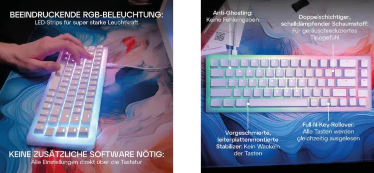 Mechanische Gaming-Tastatur Cherry XTRFY K5V2 RGB Compact Red Switch