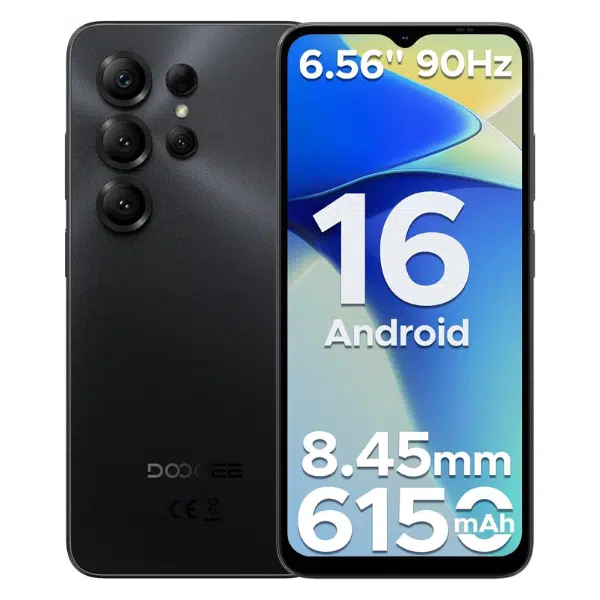 DOOGEE Note 56 Smartphone Android 16 – 6150 MAh, 6,56″ HD+ 90Hz, 24GB RAM+64GB ROM, Dual SIM, Face ID, GPS – Bianco