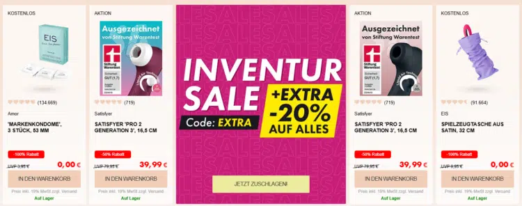 Eis.de: 20% Extra-Gutschein auf alles im Inventur-Sale