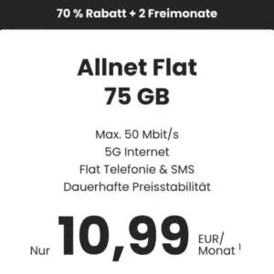 Thumbnail 5G Allnets im o2-Netz 😱 15GB für 5,99€ | 75GB für 10,99€ inkl. 2 Freimonate + 0€ AP  | Unlimited für 17,99€ (Happy Sim im Telefónica-Netz)