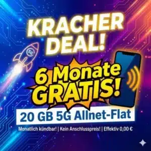 Thumbnail Zweite Chance: 20 GB 5G Allnet-Flat effektiv 6 Monate geschenkt!