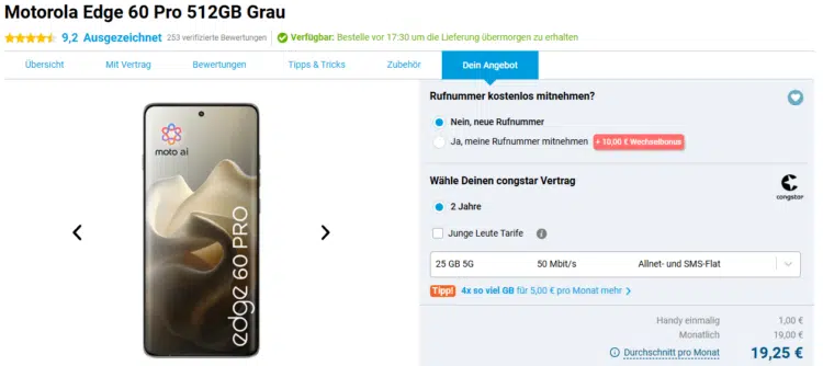 Motorola Edge 60 Pro Handytarif