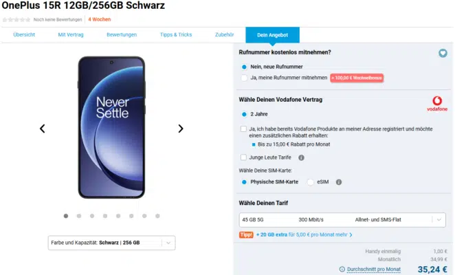 OnePlus 15R Handytarif