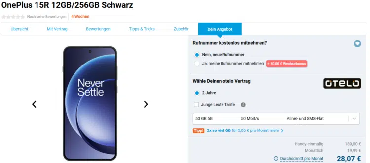 OnePlus 15R Handytarif