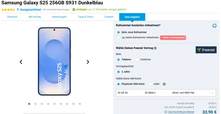 Samsung Galaxy S25 Handytarif