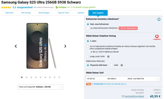 Samsung Galaxy S25 Ultra Handytarif