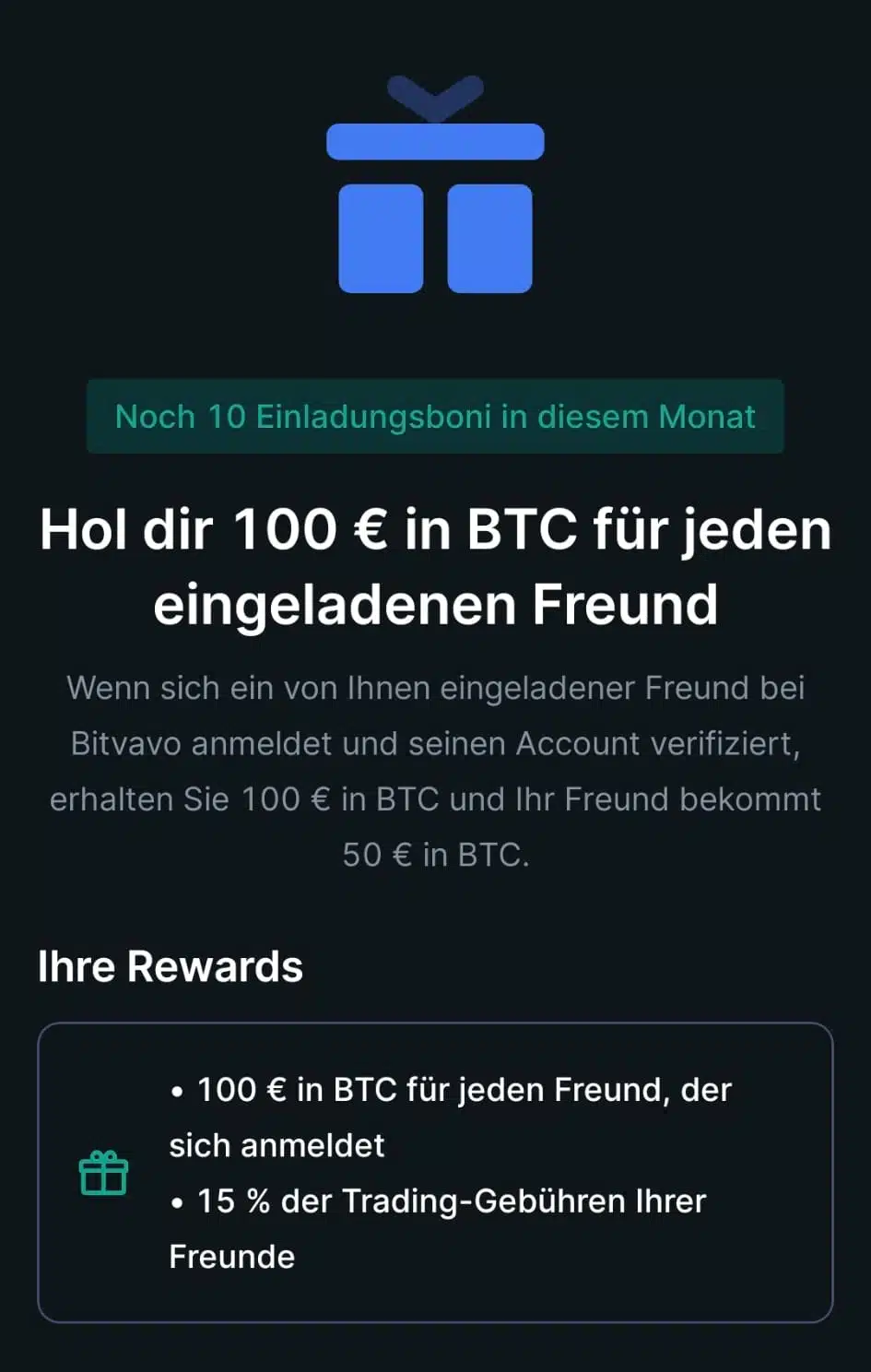 Bitvavo KwK: 100 € für Werber / 50 € für Geworbenen (personalisiert)