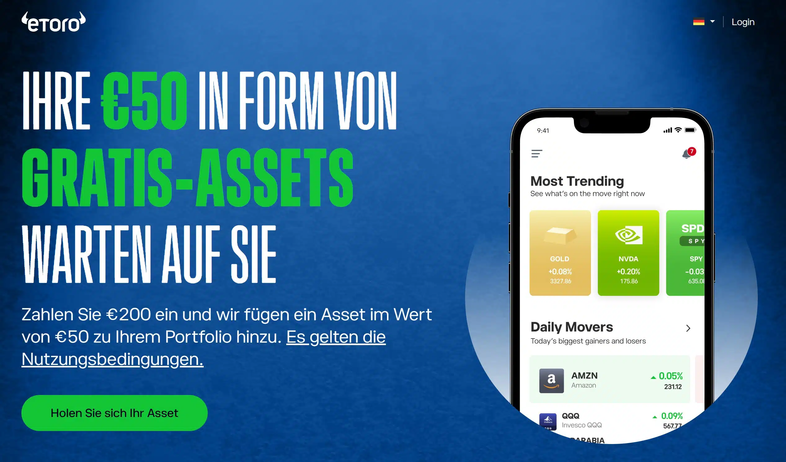 50€ Bonus bei eToro bei 200€ Einzahlung - Banner