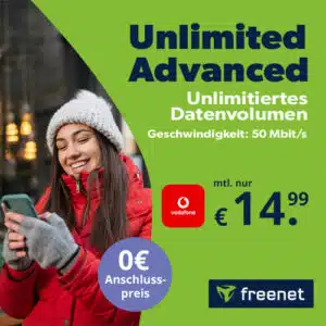 Thumbnail 🚀 Unlimited Vodafone 5G Allnet Flat für 14,99€ mtl. + 0,00€ Anschlusspreis (freenet Unlimited Advanced)