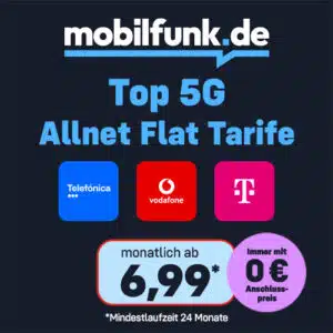 mobilfunk.de TOP 5G Allnet Flat Tarife ab 6,99€ monatlich