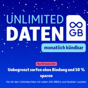Thumbnail o2 Winter Deal ❄️ Unlimited Max Flex: Unbegrenzt 5G inkl. Allnet & monatlich kündbar für dauerhafte 29,99€/Monat