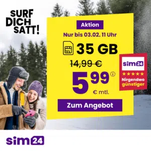 Thumbnail mtl. kündbare 5G Allnet mit 60GB für 9,99€/Monat 💪 uvm. (SIM24 im 1&amp;1-Netz)