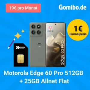 Thumbnail 😍 Eff. gratis 🙏 Motorola Edge 60 Pro (512GB) für 1€ + Motorola Moto Buds Plus GRATIS + 25GB LTE/5G congstar Allnet für 19€/Monat + 10€ Wechselbonus (congstar Allnet Flat S)