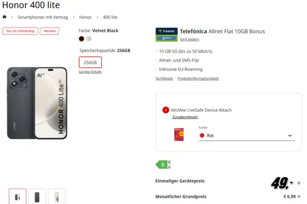 Honor 400 lite Handytarif